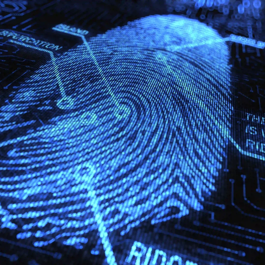 A zoomed-in image of a fingerprint.
